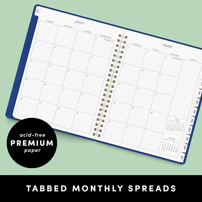 PAPERAGE Academic Planner, Weekly & Monthly Planner & Calendar, 12-Months, July 2026 - June 2027, (9.5" x 11"), School & Student Planning Agenda with Tabs, Bonus Pages & Inner Pocket, Dark Green