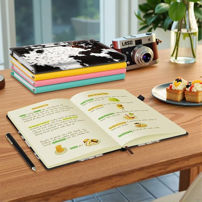 Hardcover Executive Notebooks, A5 PU Leather Lined Journal Notebook, 200 Pages Thick Paper Subject Notebooks for School,Work,Home Writing Business Notebook, Diary Book ，Yellow Cowhide Fur