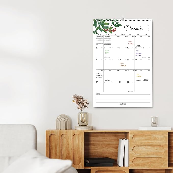 SUNEE 2026-2027 Wall Calendar Large 22.75"x15.5", 21 Month July Calendar (Ends March 2028), Vertical Extra Large, Greenery