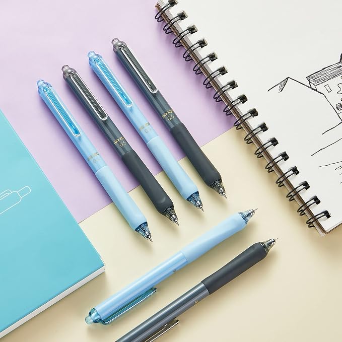 ParKoo Gel Pens Quick Dry Ink Fine Point 0.5mm, Retractable Rolling Ball 6 Black/6 Blue Ink Pen, Click Silent Pens Set for Journaling Notetaking Drawing Sketching Smooth Writing Non Bleed 12pcs