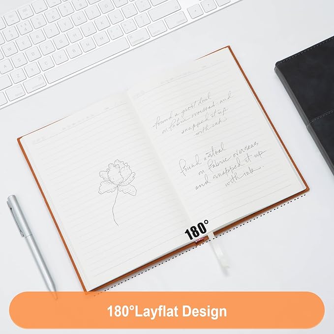 Comix Lined Journal Notebooks, 240 Pages, 5.5 x 8.3 inch, A5 Medium Hardcover Notebooks, Classic College Ruled Notebooks for Writing, Light Brown