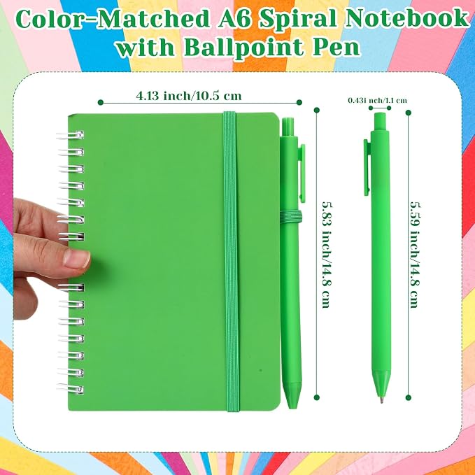 Fulmoon 30 Set Small Spiral Notebooks A6 with Pens Bulk, Multicolor 4" x 6" Pocket Notebooks Mini Lined Journals 50 Sheets for Back to School Supplies Students Rewards Office Gifts (Candy Brights)