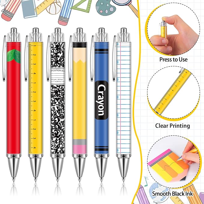 Eaasty 24 Pcs Back to School Teacher Gifts Bulk Cute Composition Notepads and Ballpoint Pens with Ribbon Inspirational Thank You Gifts for Teacher, Student, Staff, Coworker