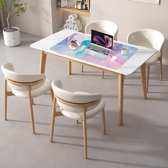 Desk Mat, Desk Pad Dual Leather Sided Desktop Mat for Office and Home,Desk Organization and Accessories Ideal for Large Mouse Pad and Desk Mats on Top of Desks (Blue Pink Marble 31.5"x 15.7")