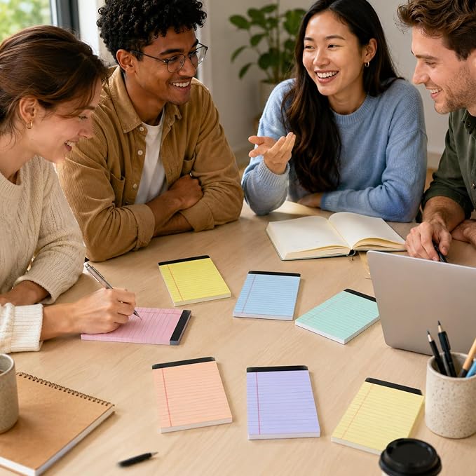 gisgfim 12 PCS 4" x 6" Small Legal Pad College Ruled Lined Mini Legal Pad 80 GSM Muted Pastel Law Memo Pads 30 Sheets Memo & Scratch Pads for Home Office School Work Business To Do List Grocery List