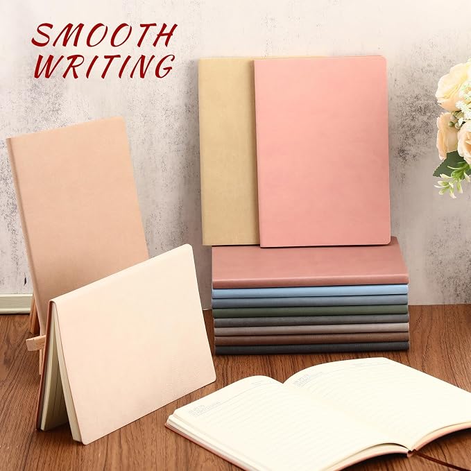 PerKoop 36 Pcs A5 PU Leather Journals for Laser Engraving, 8.1 x 5.6 Inch Lined Notebook Blanks 128 Pages, Lay Flat Ruled Writing Notebooks for DIY Crafting Office School Gifts (Morandi Color)