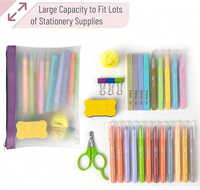 Mr. Pen- Clear Pencil Pouch, 9" x 6.88", 3 Pack, Durable TPU Material | Large Water-Resistant Pencil Bags with Smooth Zipper, Multipurpose Clear Pouch for Stationery, School, Office