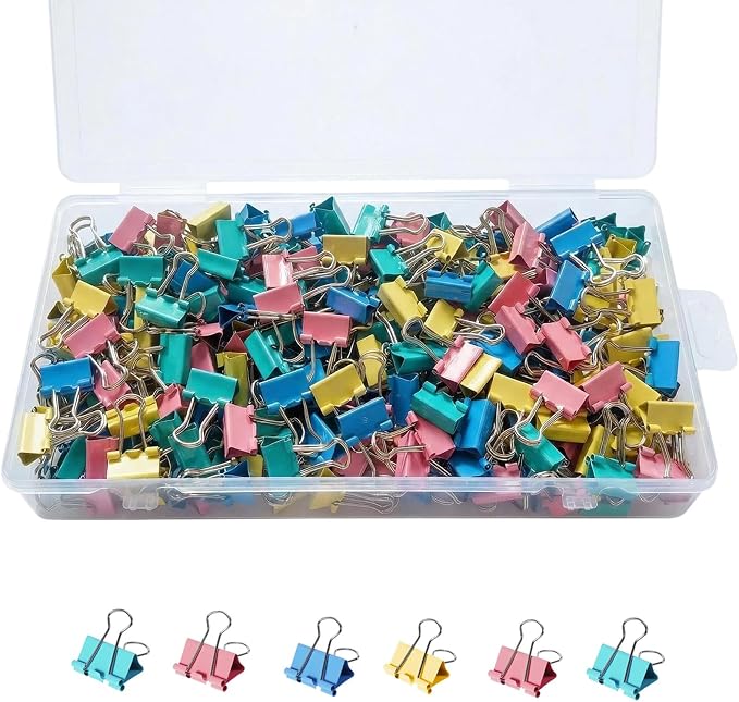 260Pcs Mini Binder Clips Assorted Colored, 0.59 in/15mm Small Binder Paper Clips Office Clips Office Supplies Desk, Micro Size Cute Binder Clips, Small Paper Clamps for Home School Business (Colored)