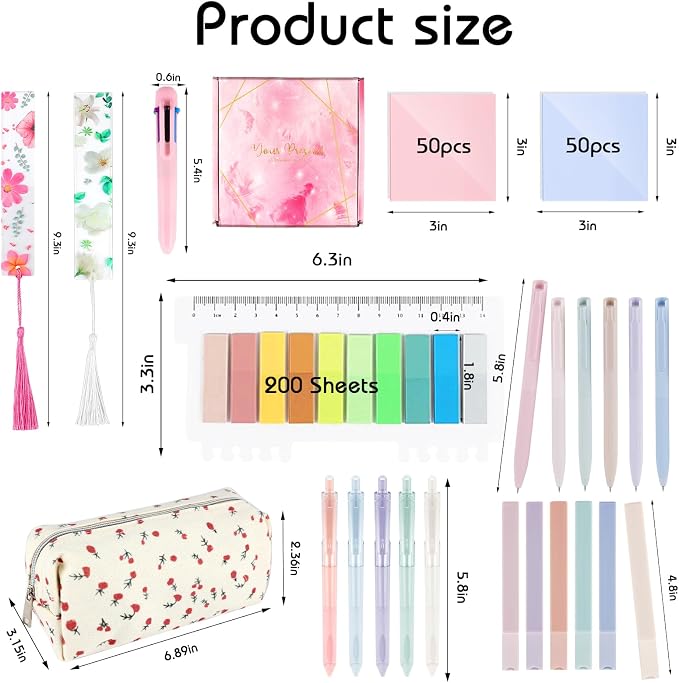 24Pcs Bible Study Supplies Journal Kit Book Annotation Kit Aesthetic Pastel Highlights Pens Tabs Bookmarks Bags for Women Teens School Accessories Cute Colorful Bible Highlighters Pens No Bleed