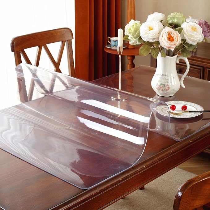 OstepDecor Clear Table Cover Protector 28 x 72 Inch, 1.5mm Thick Plastic Table Cover, Dining Table Protector Pad, Waterproof & Easy Cleaning PVC Desk Mat for Dresser, Coffee & Kitchen Wooden Tabletop
