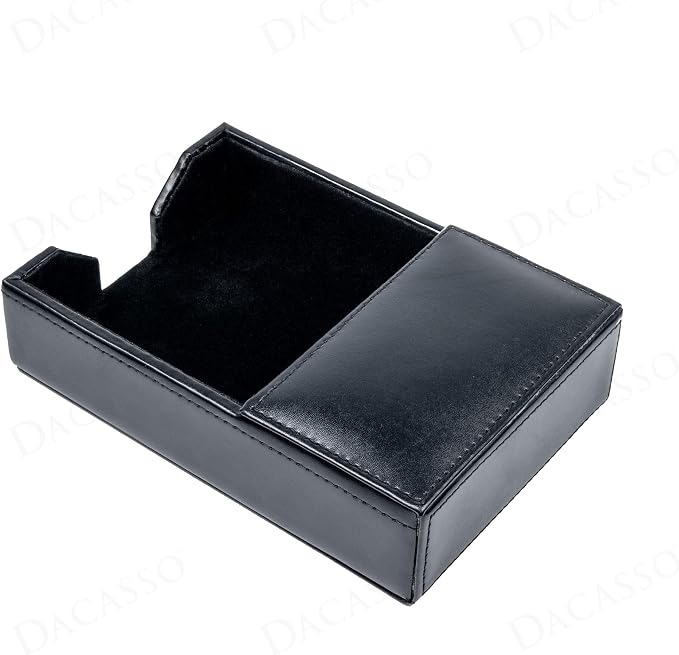 Dacasso Black Bonded Leather 4" x 6" Memo/Note Holder for Desktop or Boardroom - Executive Decor & Office Organization Essential