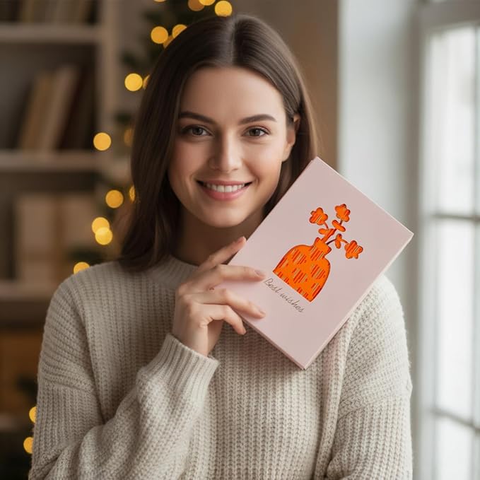 Comix Pretty Lined Journal for Women, 5.5" x 8.3" Hardcover Leather Journal for Writing & Note Taking, A5 Cute Notebook for Office School Home, 192 Pages,100 GSGM Paper, Orange, Heart Motif
