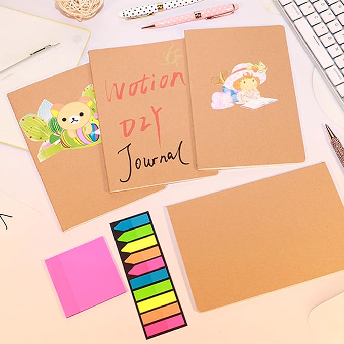 24 Pack Kraft Notebook Journals for Travelers, Students and Office, Writing Diary Subject Notebooks Planner with Thick Paper, 60 Pages, 30 Sheets, 8.3x5.5 inch, A5 Size, Travel Journal Set.(Blank)