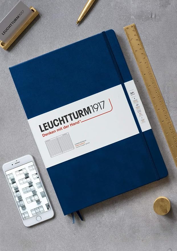 LEUCHTTURM1917 - Notebook Hardcover Master Classic A4+ - 235 Numbered Pages for Writing and Journaling (Black, Plain)