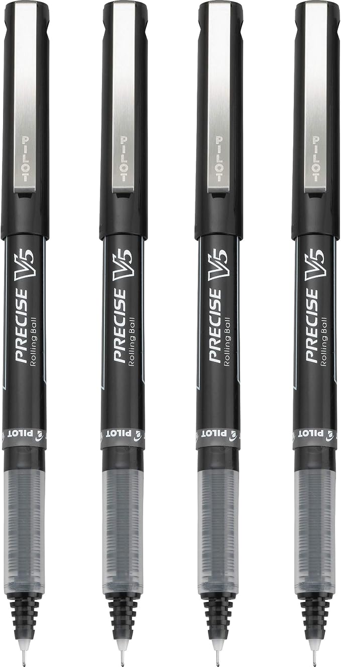 PILOT,Precise V5,Capped Liquid Ink Rolling Ball Pens,Extra Fine Point 0.5 mm,Black,4 Count (Pack of 2)