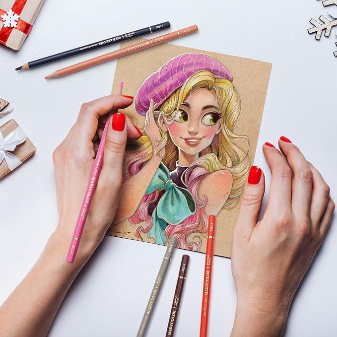 MARTCOLOR Skin Tone Colored Pencils for Portraits and Skintone, 24 Colors | Oil Color Pencils for Drawing, Sketching, Adult Coloring, Shading & Blending, Artist Pencils for Beginners, Artists