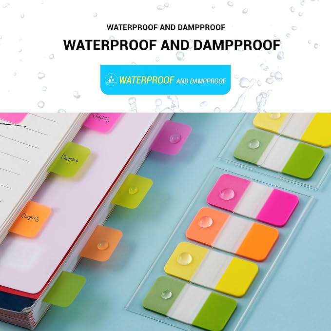 Golcellia 480 Pieces, 4-Colors Sticky Index Tabs Transparent Sticky Notes, Colored Page Markers for Bookmarks, Writable and Repositionable Index Annotation Tabs