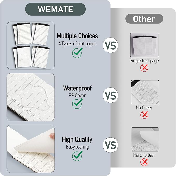 WEMATE 10 Pieces Small Notepad Holder Set Pocket Notebook - Included Mini Pocket Notepad Holder Set with 8 Memo Book Refills and Metal Pen for Meetings, Daily Records, and Notes 3 x 5 Inch (Black) | Mini Notepad Holder with 8 Memo Refills & Metal Pen, ...