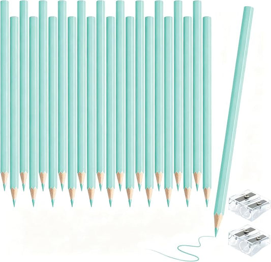 24 PCS Macaron Blue Colored Pencils Pre Sharpened Pencil 2 HB - Ideal for Checking, Grading, Tests & Office/School Supplies