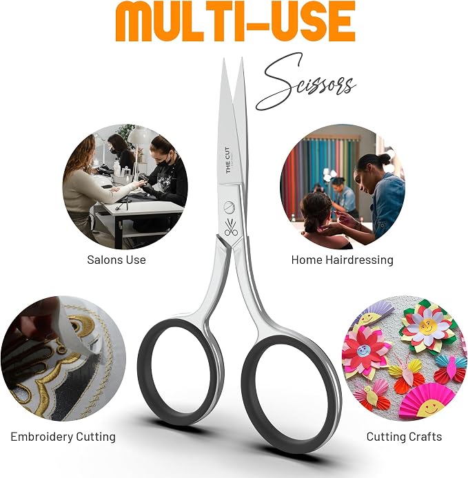 The Cut Factory® Precision Facial Hair Scissor Premium Stainless Steel Grooming Tool for Eyebrows, Mustache & Beard One Tool, All Power – No Fillers, (1x scissors only)