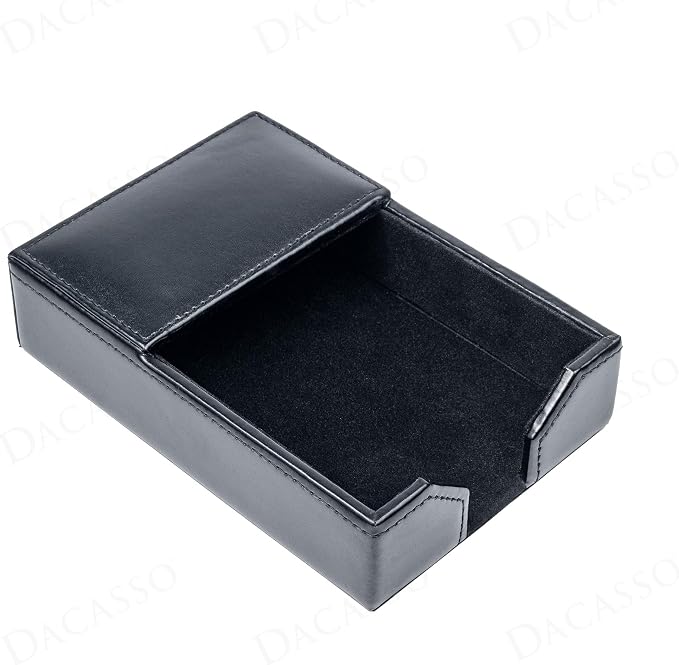 Dacasso Black Bonded Leather 4" x 6" Memo/Note Holder for Desktop or Boardroom - Executive Decor & Office Organization Essential
