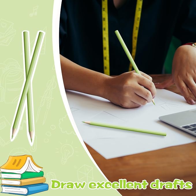 24 PCS Macaron Green Colored Pencils Pre Sharpened Pencil 2 HB - Ideal for Checking, Grading, Tests & Office/School Supplies