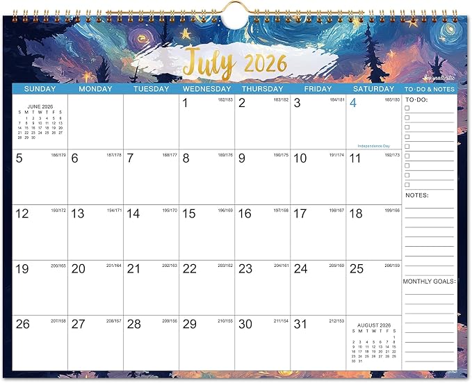 Calendar 2026-2027 - Wall Calendar 26-27, Jul 2026 - Dec 2027, 15" x 11.5" | 2026-2027 Monthly Wall Calendar, 18 Months Calendar, Large with Hook, Perfect for Organizing, For Home, Office And Classroom