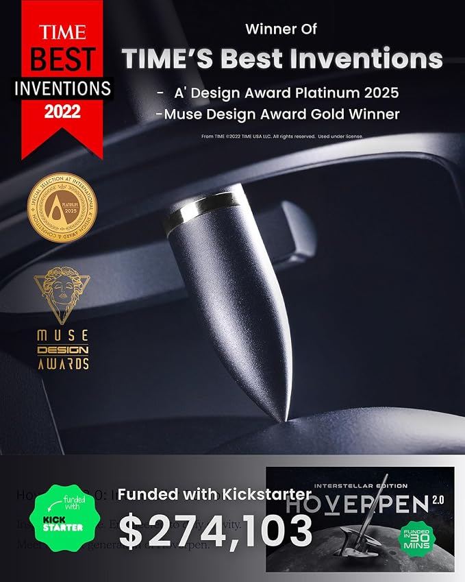 novium Hoverpen Interstellar, Mars Magma, Ballpoint Pen, Unisex, 23.5 Degree Angle, German Ballpoint Cartridges, Smooth Writing, No Spills, No Spotting, No Explosions