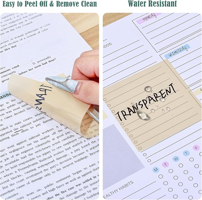 BAYTORY 1700 Sheets Transparent Sticky Notes, See Through Sticky Tabs | Book Annotation Kit for Bible Study, 4Pcs Double Marker Pens, Transparent Index Tabs for Annotation Kit (Dark Colors)