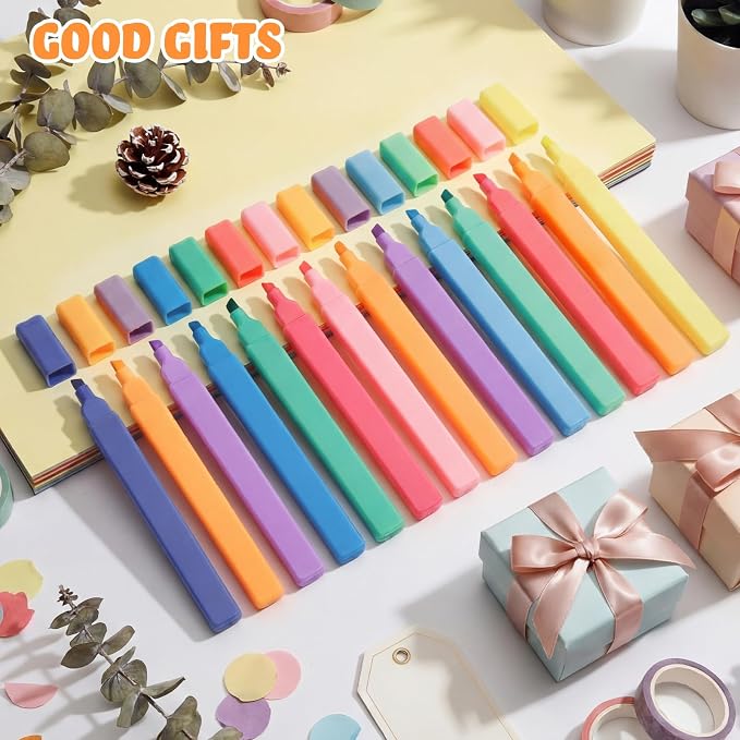 Marspark 216 Pcs Highlighters Bulk Chisel Tip Aesthetic No Bleed Cute Color Marker Pens for Journal Planner Notes School Study Office Supplies(Candy Colors)
