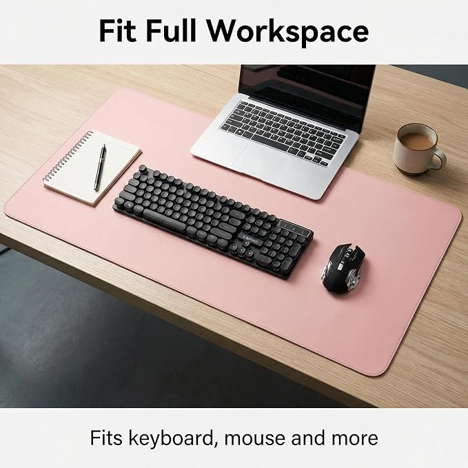 Non-Slip Waterproof PU Leather Desk Pad Protector for Mouse, Writing Desk, Office, Home, Laptop Blotter, 31.52'' x 42.95'', Pink