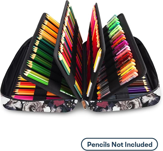 YOUSHARES Pencil Holder 300 Slots - 300 Slots large Pen Case Organizer with Multilayer Holder for Prismacolor Colored Pencils & Gel Pen (Grey Rose)
