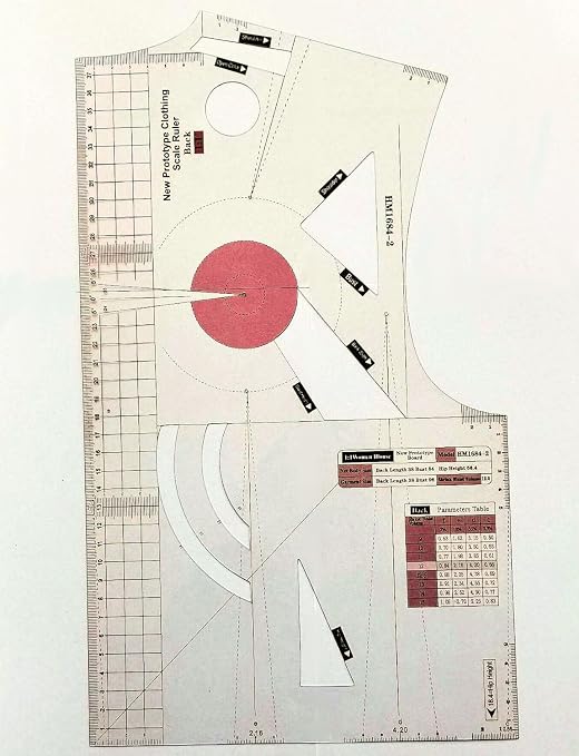 Fashion Design Sewing Ruler Set for Women's Blouse, School Student Apparel Drawing Template, Teaching Prototype Ruler