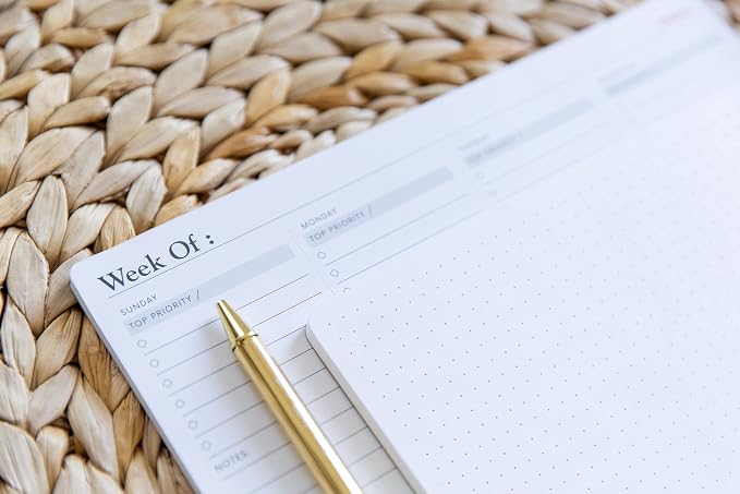 Notsu Dot Grid Desk Notepad, 2 Pack | Tear-Off Landscape Note Pad for Desk, Doubles as Mousepad | Premium Thick Dotted Paper, 50 Sheets, 5.5" x 8.5"