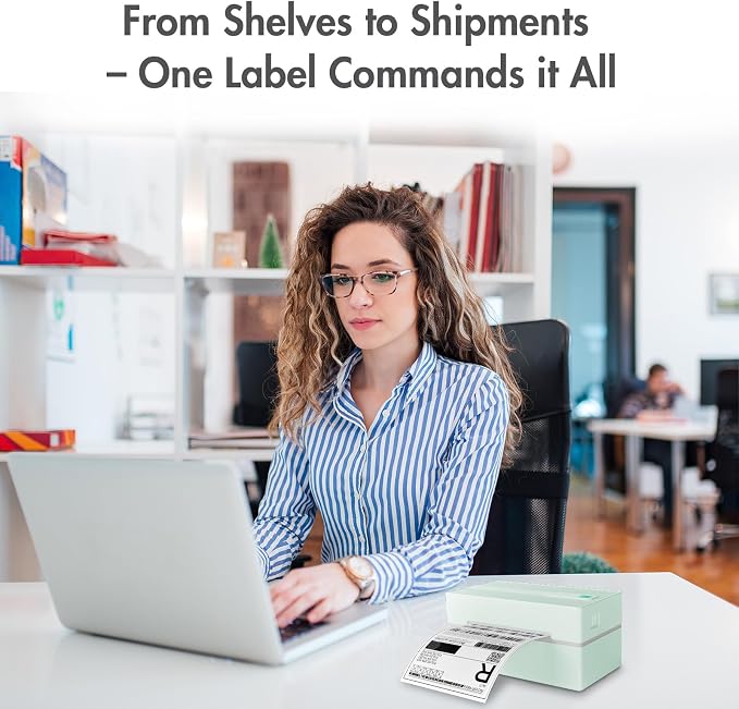 Thermal Shipping Label Printer 4x6 Bluetooth Label Maker for Small Business | Wireless Mailing Shipping Printer for USPS UPS Amazon Shopify Etsy - Compatible with iPhone Android Windows & Mac (Green)