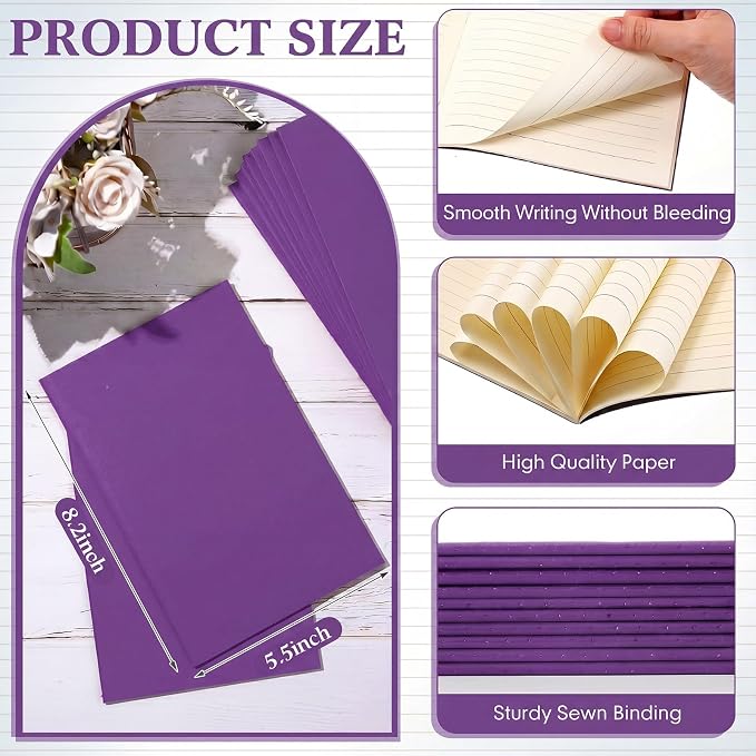 Mimorou 100 Pcs Journals Notebooks Bulk - Kraft Softcover A5 Small Notebooks 5.5 Inch x 8.3 Inch Notepads with 60 Page 30 Sheet for Writing Sketch Travel Office Supplies(Purple,Lined)