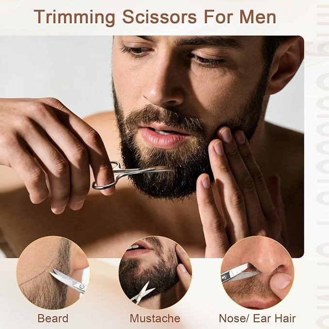 Hdama Eyebrow Scissors, Mini Grooming, Nose and Facial Hair, Men Women | For trimming mustache, beard, and facial hair. Compact mini scissors for precise grooming.