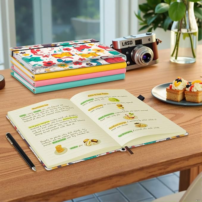 Hardcover Executive Notebooks, A5 PU Leather Lined Journal Notebook, 200 Pages Thick Paper Subject Notebooks for School,Work,Home Writing Business Notebook, Diary Book ，Cute Kitten Pattern