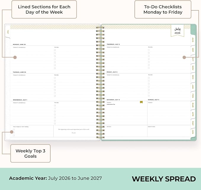 Blue Sky 2026-2027 Weekly & Monthly Academic Planner, 8.5"x11", Palms | July 2026 - June 2027, Flexible Cover, Laminated Tabs, Storage Pocket, Stickers, Academic Year, Day Designer