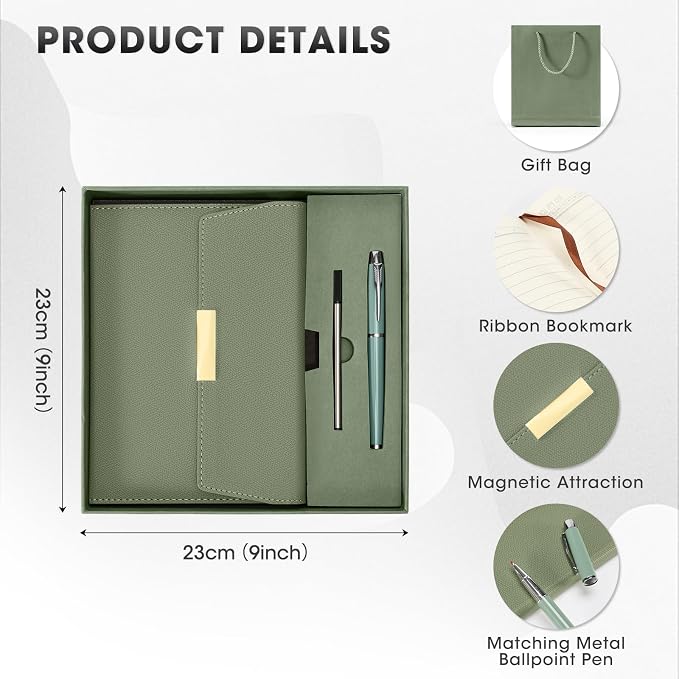 ENOMY Personalized A5 Notebook with Metal Pen & Gift Set Custom Notebook UV Printing Personalized Journal for Writing Work Plan College Gifts Men Women, Brown
