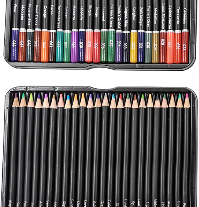 72 Colored Pencils Sets, 2B Hardness Soft Core Easy Coloring Drawing Sketching High Color Solidity Oily Color Pencil with Iron Box for Artists Adult School Supplies