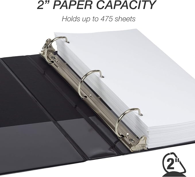 Samsill Durable 2 inch 3 Ring Binder, D Ring Binder, 100% Recycled Chipboard, Black, Pallet of 384 Binders in 32 Cartons
