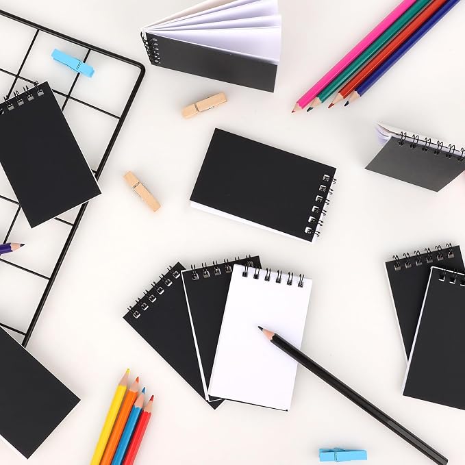 12 Pack Mini Pocket Notebooks Black Mini Spiral Notebooks with Lined Pages | 3.9x2.4 Small Journal Notepads Memo Pads Party Favor for Kids Men Women Work Office School Travel Supplies