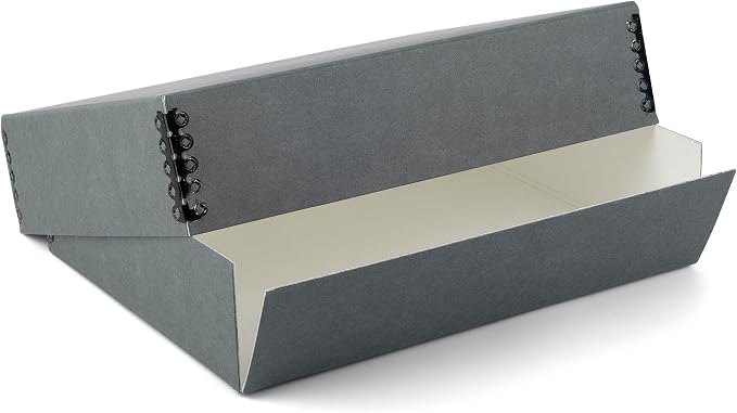 Lineco Museum Archival Storage Box, Drop Front, 17.75x22.75x3 in, Gray | Acid-Free with Metal Edge, Preserves Picture Longevity, Organize Photos, Newspapers, Prints, Documents, Crafts, DIY