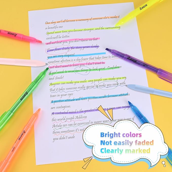 20 Pcs Highlighters and Gel Pens Set, 6 Color Highlighters and 2 Pcs 3 in 1 Multicolor Gel Pens, Chisel Tip Highlighters Assorted Colors, Quick Dry, Perfect for Class, School, Office