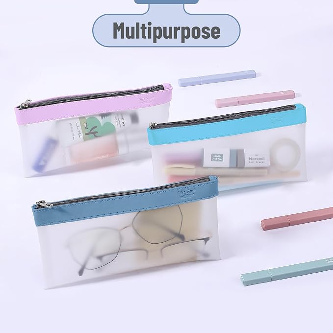 Mr. Pen- Clear Pencil Pouch, 8.50"x4.25", 6 Pack, Durable TPU Material | Medium Water-Resistant Pencil Bags with Smooth Zipper, Multipurpose Clear Pouch for Stationery, School, Office