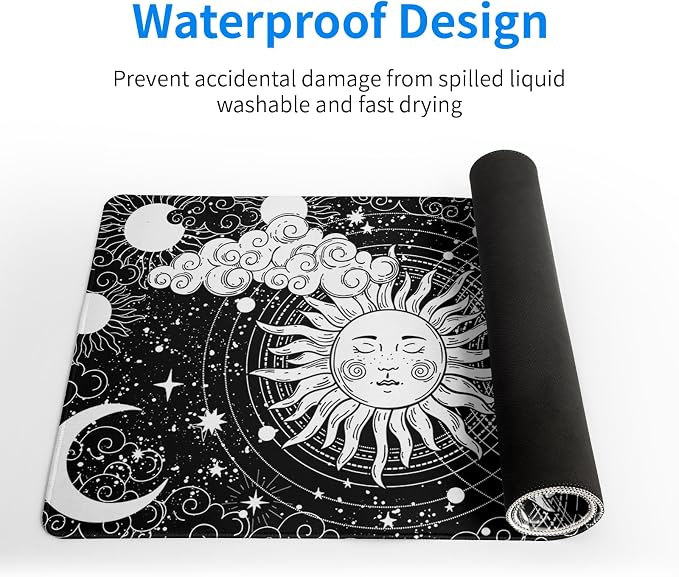 Magic Astrology Extended Big Mouse Pad Large, Gaming Mouse Pad Desk Pad,27.6x11.8 Inch Long Computer Keyboard Mouse Mat Black Mousepad with 3mm Non-Slip Base and Stitched Edge for Gaming and Office