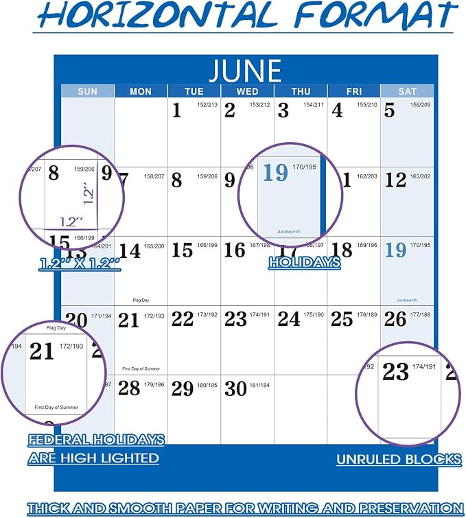 2026-2027 Yearly Wall Calendar - Calendar 2026-2027, July 2026 - June 2027 | Large Wall Calendar 26-27, 34.8" x 22.8"(Open), Full Year Calendar Large, One Page Vertical with Round Stickers - Colorful