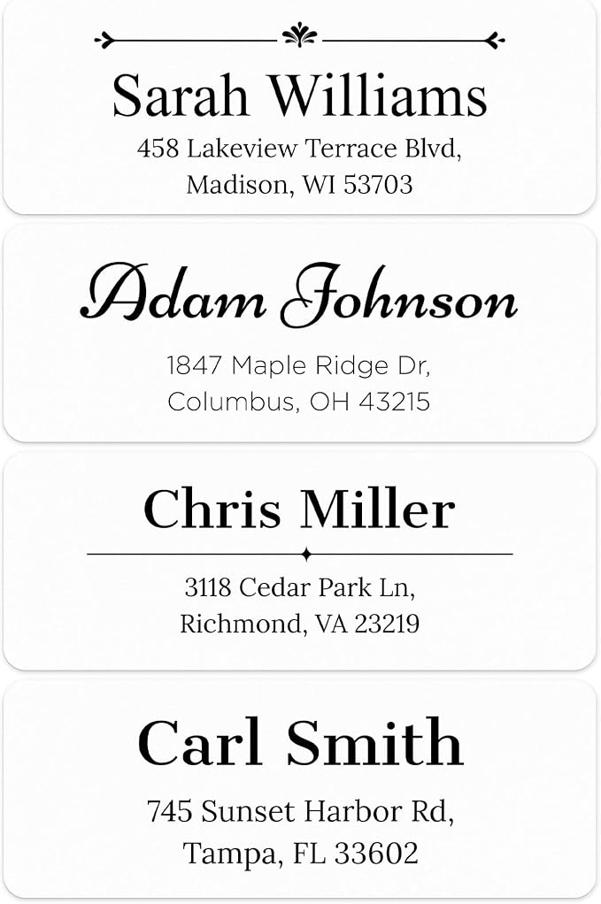Personalized Return Address Labels, Custom Address and Name Mailing Labels for Envelopes & Branding- Ornate 1x2.6 Inches Flat Sheet of 60-1200 Made in USA by My Sign Center