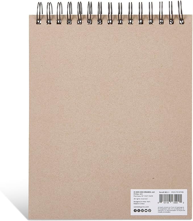 KINGART Mixed Media Sketchbook – 8x10 Inch, 1-Pack – 60 Sheets (98 lb / 160 GSM), Heavyweight Acid-Free Paper – Spiral-Bound Art Pad for Wet & Dry Media